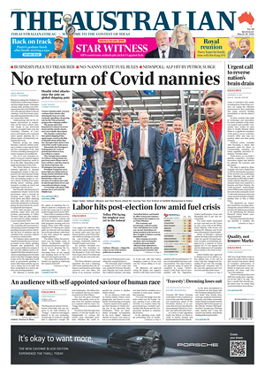 Prima pagina The Australian di oggi - Quotidiano estero