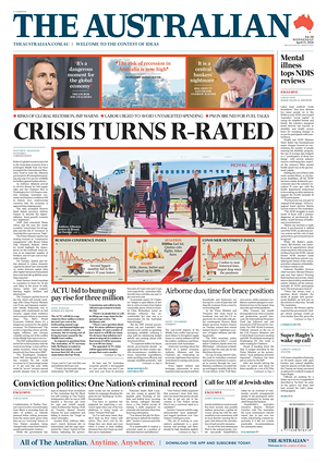 Prima pagina The Australian di oggi - Quotidiano estero
