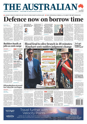 Prima pagina The Australian di oggi - Quotidiano estero