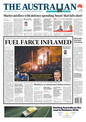 Prima pagina The Australian di oggi - Quotidiano estero