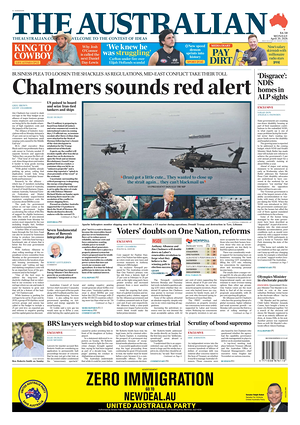 Prima pagina The Australian di oggi - Quotidiano estero