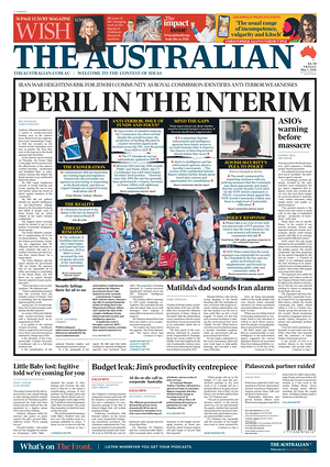 Prima pagina The Australian di oggi - Quotidiano estero