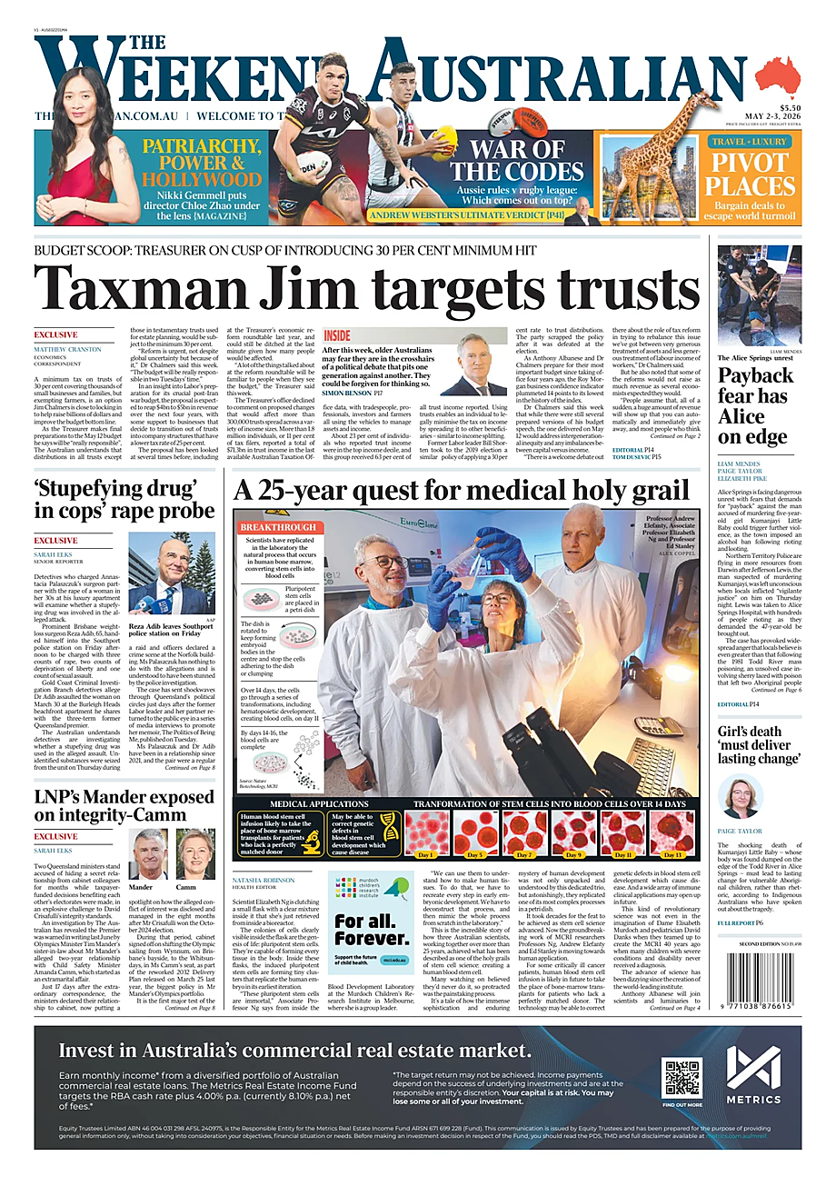 Portada The Australian de hoy - Quiosco 2 mayo 2026