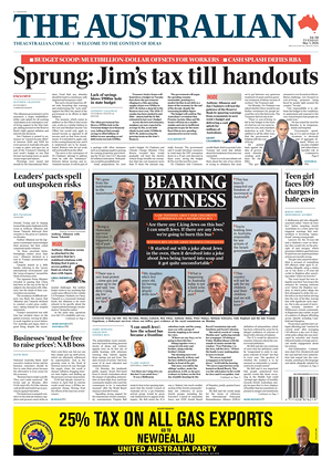 Prima pagina The Australian di oggi - Quotidiano estero
