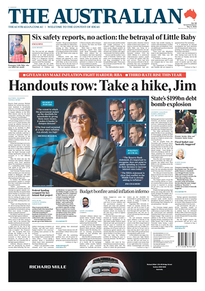 Prima pagina The Australian di oggi - Quotidiano estero