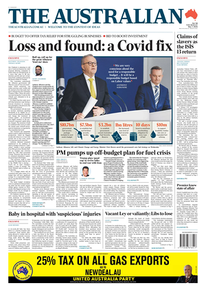 Prima pagina The Australian di oggi - Quotidiano estero