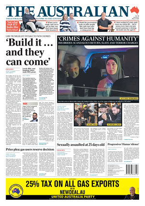 Prima pagina The Australian di oggi - Quotidiano estero