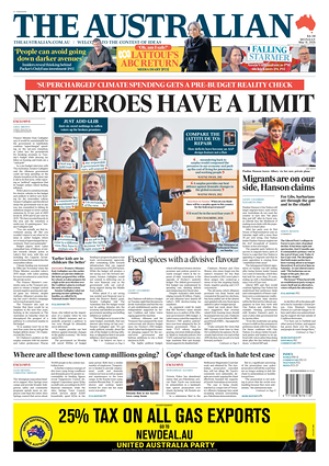 Prima pagina The Australian di oggi - Quotidiano estero