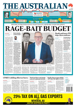 Prima pagina The Australian di oggi - Quotidiano estero