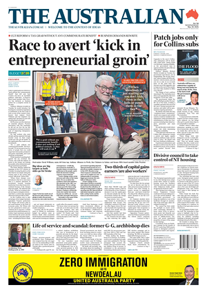 Prima pagina The Australian di oggi - Quotidiano estero