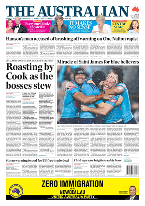Prima pagina The Australian di oggi - Quotidiano estero