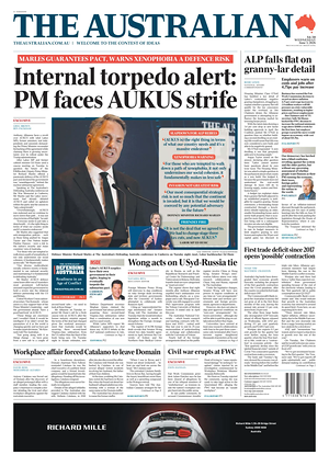 Prima pagina The Australian di oggi - Quotidiano estero