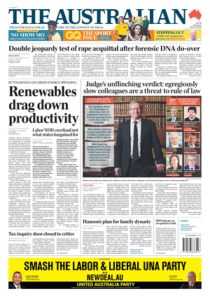 Prima pagina The Australian di oggi - Quotidiano estero