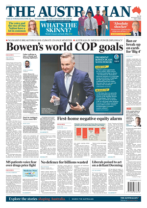 Prima pagina The Australian di oggi - Quotidiano estero