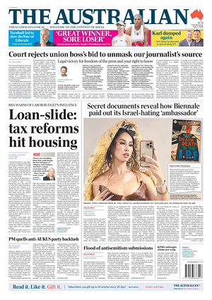 Prima pagina The Australian di oggi - Quotidiano estero