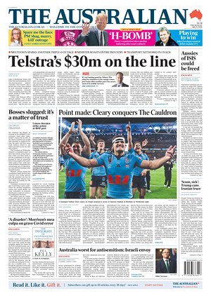 Prima pagina The Australian di oggi - Quotidiano estero