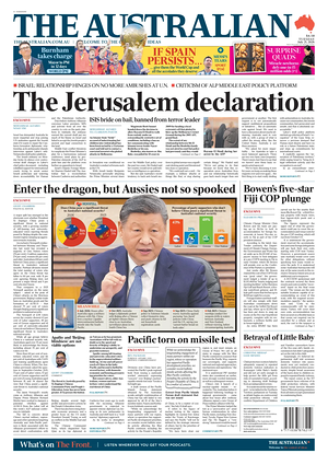 Prima pagina The Australian di oggi - Quotidiano estero