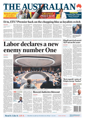 Prima pagina The Australian di oggi - Quotidiano estero