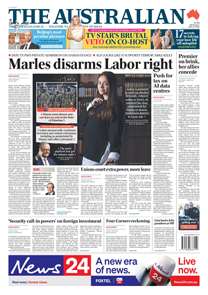 Prima pagina The Australian di oggi - Quotidiano estero