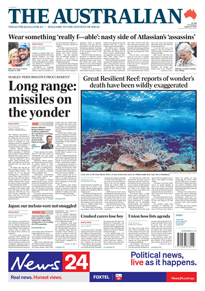 Prima pagina The Australian di oggi - Quotidiano estero