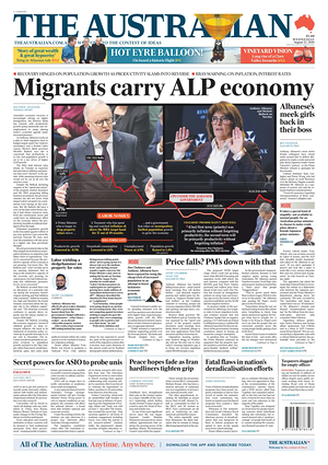 Prima pagina The Australian di oggi - Quotidiano estero