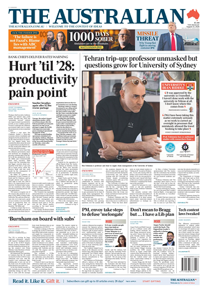 Prima pagina The Australian di oggi - Quotidiano estero