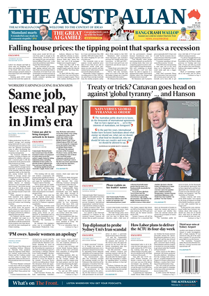 Prima pagina The Australian di oggi - Quotidiano estero