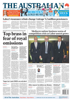 Prima pagina The Australian di oggi - Quotidiano estero