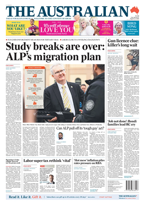 Prima pagina The Australian di oggi - Quotidiano estero