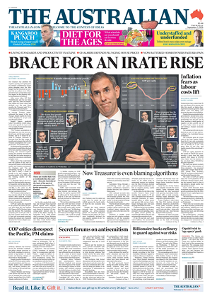 Prima pagina The Australian di oggi - Quotidiano estero