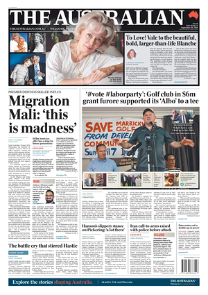 Prima pagina The Australian di oggi - Quotidiano estero