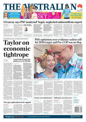 Prima pagina The Australian di oggi - Quotidiano estero
