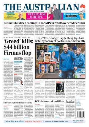 Prima pagina The Australian di oggi - Quotidiano estero