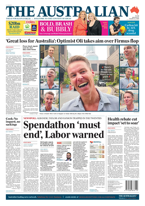 Prima pagina The Australian di oggi - Quotidiano estero