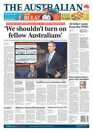 Prima pagina The Australian di oggi - Quotidiano estero