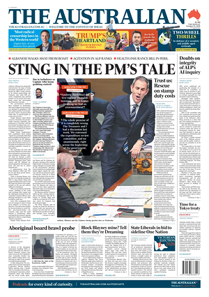 Prima pagina The Australian di oggi - Quotidiano estero