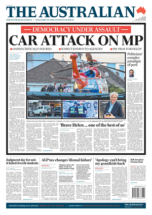 Prima pagina The Australian di oggi - Quotidiano estero