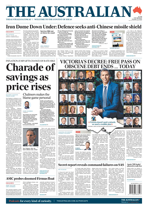 Prima pagina The Australian di oggi - Quotidiano estero