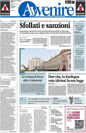 Prima pagina Avvenire di oggi - Quotidiano nazionale