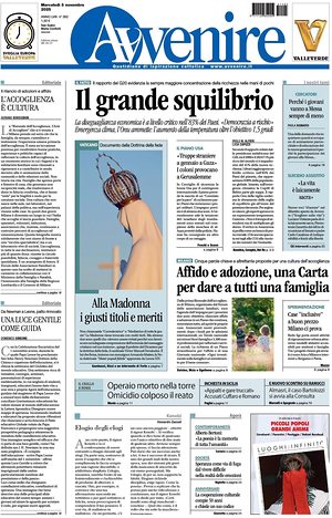 Prima pagina Avvenire di oggi - Quotidiano nazionale