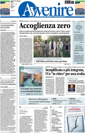 Avvenire prima pagina