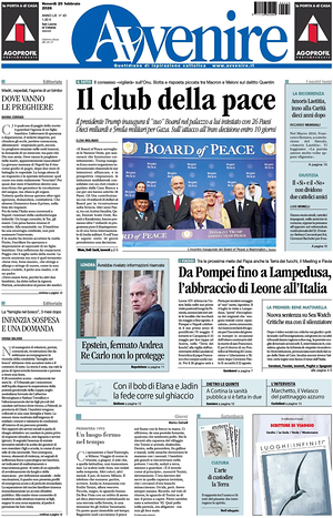 Prima pagina Avvenire di oggi - Quotidiano nazionale