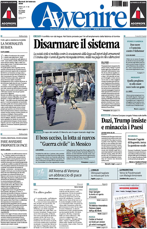 Prima pagina Avvenire di oggi - Quotidiano nazionale