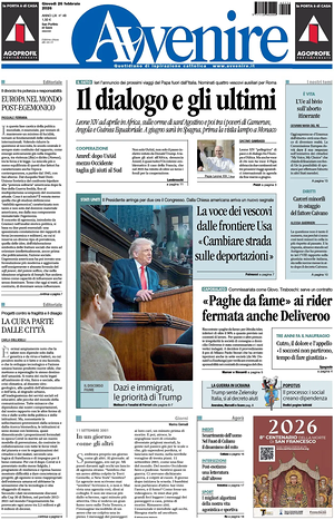 Prima pagina Avvenire di oggi - Quotidiano nazionale