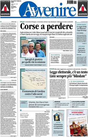 Prima pagina Avvenire di oggi - Quotidiano nazionale
