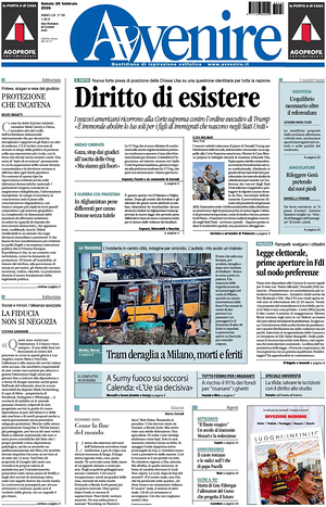 Prima pagina Avvenire di oggi - Quotidiano nazionale