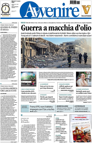 Prima pagina Avvenire di oggi - Quotidiano nazionale
