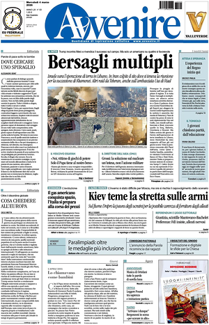 Prima pagina Avvenire di oggi - Quotidiano nazionale