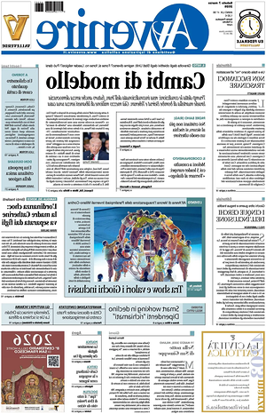 Prima pagina Avvenire di oggi - Quotidiano nazionale