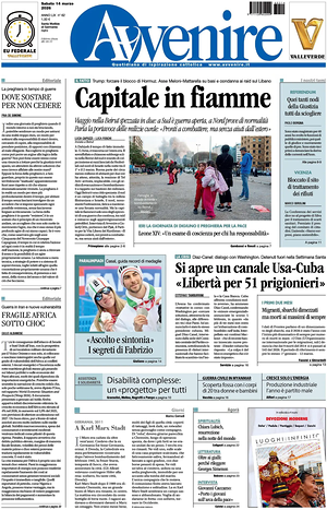 Prima pagina Avvenire di oggi - Quotidiano nazionale